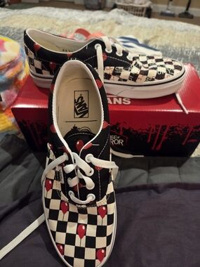 Vans Kids Checkerboard Balloon Authentic Sneakers - Black/White/Red